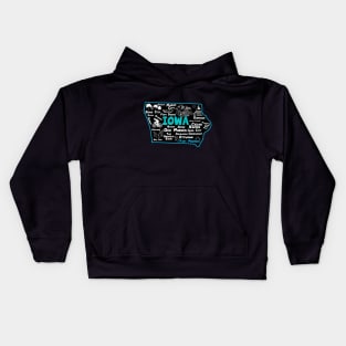 Fort Madison Iowa map Des Moines Sioux City, Mason City, Boone, Davenport, Ottumwa Kids Hoodie